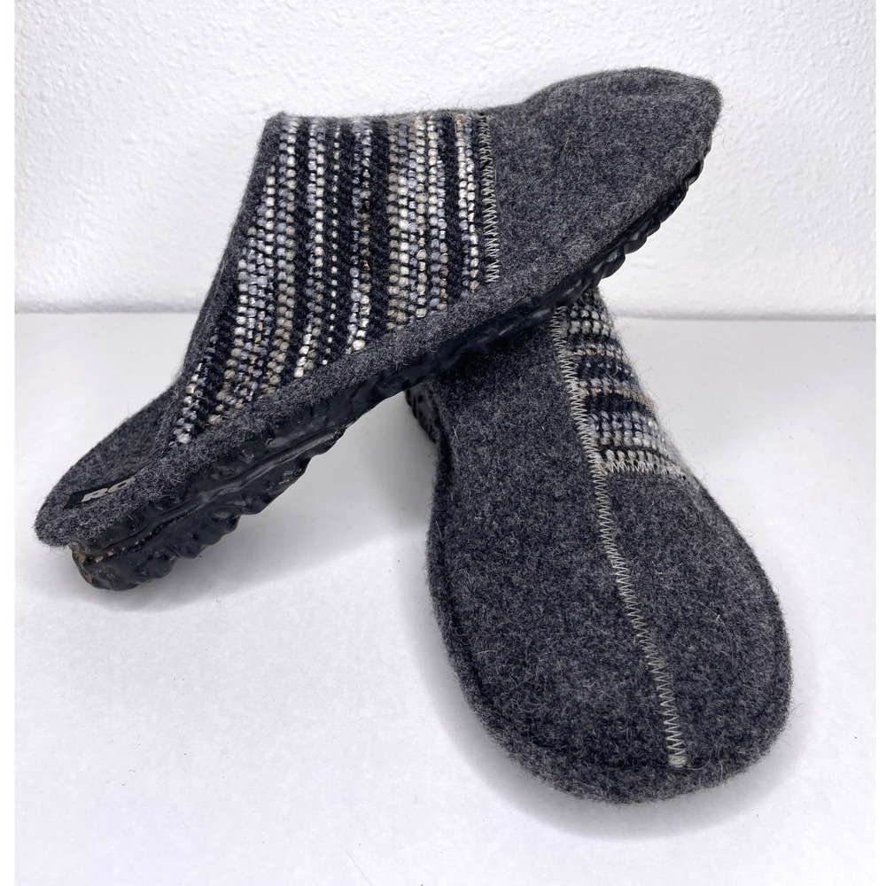 Romika Mens Slippers Felted Wool Striped Mule Size 42 Grey